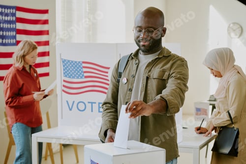 Preview: Cheerful Black Citizen Voting On Election Day