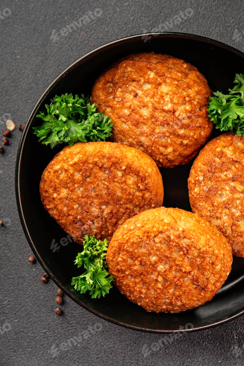 Preview: Soy meat cutlets vegetarian and vegan food no meat product preparation tasty snack