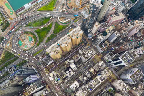 Preview: Causeway Bay, Hong Kong 07 May 2019: top view of Hong Kong city
