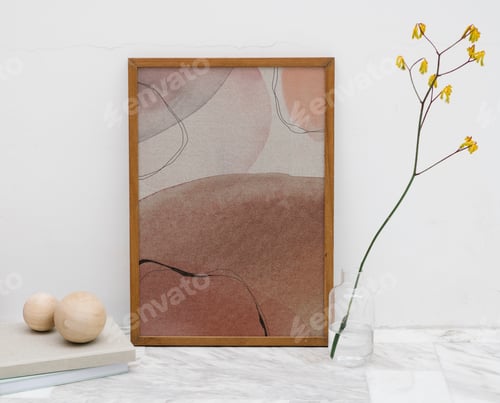 Preview: Minimal pattern frame on a marble table mockup