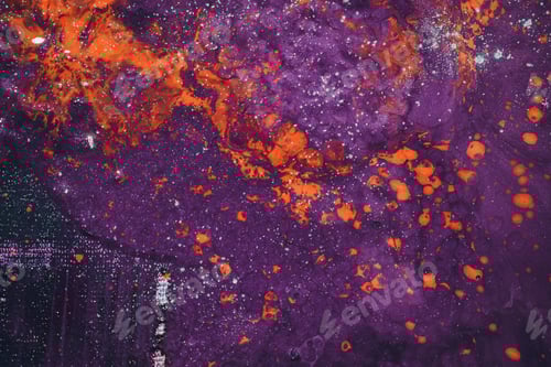 Preview: Abstract marble painting with mixed orange and purple colors in the water