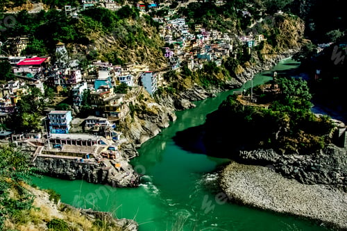 Preview: Confluence of River Bhagirathi and River Alkananda in Debprayad. Uttarakhand, India.
