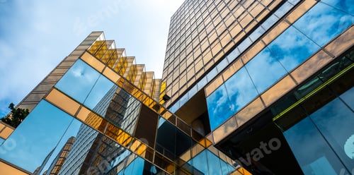 Preview: gold skyscraper building at Hong Kong, business modern architecture urban downtown office