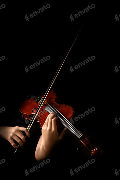 Preview: Teen playing violin in black background