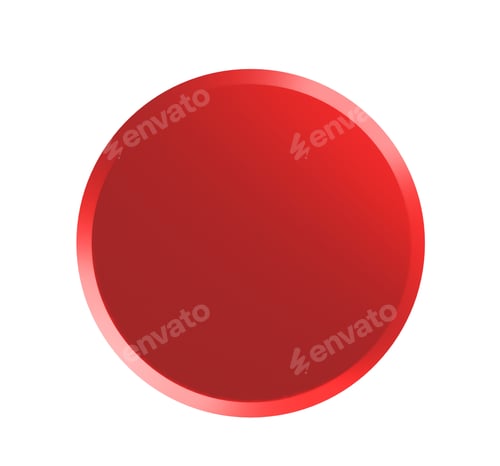 Preview: Red badge pin isolated on white mock-up, 3d render illustration
