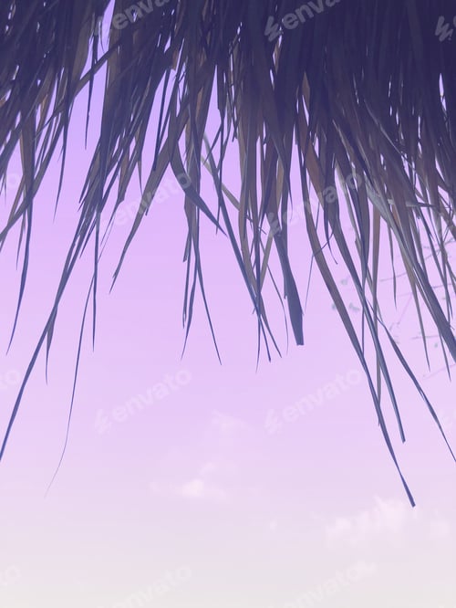 Preview: Thatched roof against purple sky