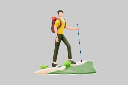 Preview: Hiking man with backpack cartoon