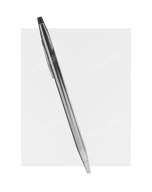 Preview: Blank paper with pen isolated on white