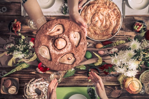 Preview: Home Celebration of friends or family at the festive table