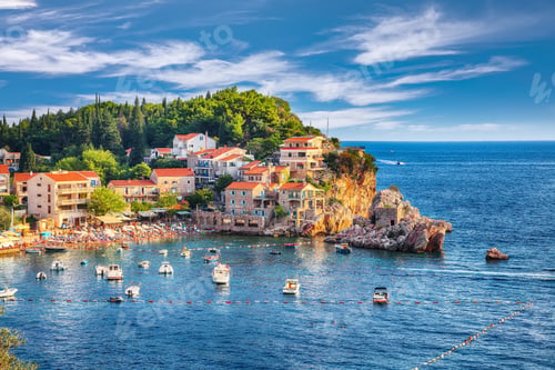 Preview: Picturesque summer view of Adriatic sea coast in Budva Riviera near Przno villag
