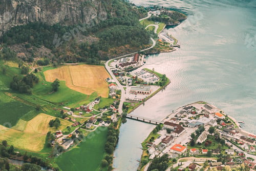 Preview: Aurland, Aurlandsvangen, Norway. Aurlandsvangen Seen From Stegas