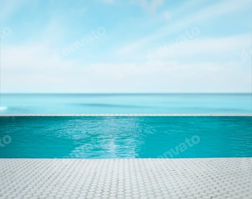 Preview: Swimming pool with clear water and infinity view on ocean