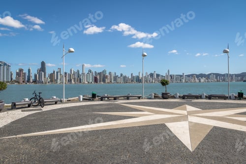 Preview: Molhe da Barra Sul (Breakwater) and city skyline - Balneario Camboriu, Santa Catarina, Brazil
