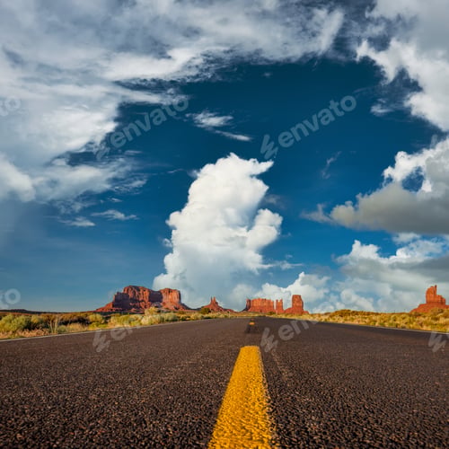 Preview: Empty scenic highway in Monument Valley