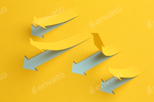 Preview: Multicoloured arrows pointing up and down. Symbolise growth progress, success