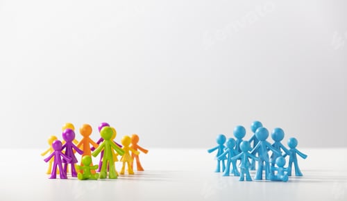 Preview: Colorful Figurines Representing Separate Groups and Inclusion