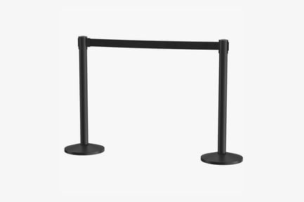 Preview: Black Retractable Belt Barrier with Metal Stanchions