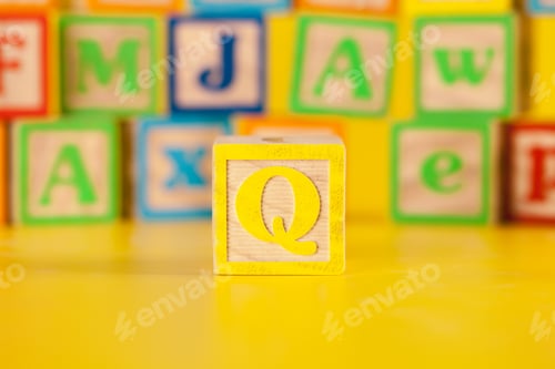 Preview: Photograph of colorful Wooden Block Letter Q