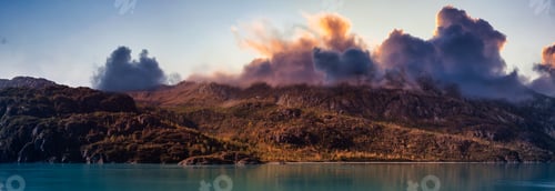 Preview: Panoramic View of American Mountain Landscape on the Ocean Coast