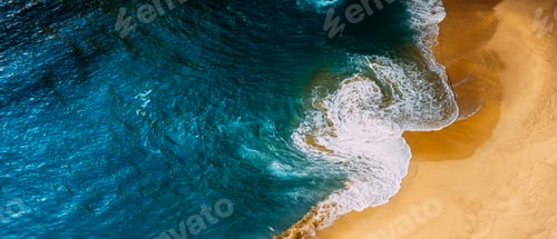 Preview: Panorama of a clean beach. Aerial photography of a clean sandy beach