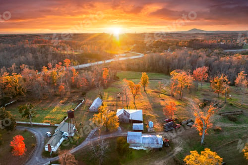 Preview: Large traditional homes in forest of autumn colors in Appalachian USA.