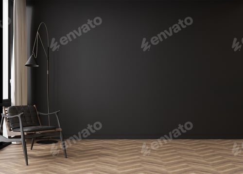 Preview: Armchair and Lamp with Dark Wall Background