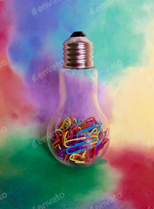 Preview: Shapes. Lightbulb filled with bright and colorful paper clips.
✨NOMINATED✨