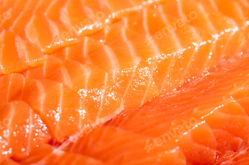 Preview: fresh healthy raw food concept, salmon fish slice texture background