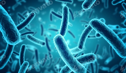 Preview: close up of 3d microscopic blue bacteria