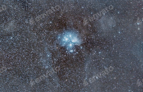 Preview: Beautiful view of Pleiades star cluster or The Seven Sisters - brightest stars