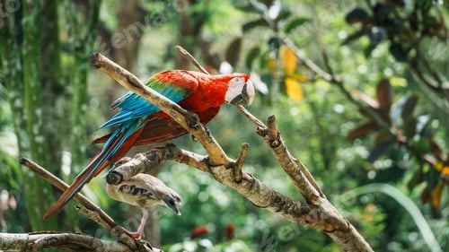 Preview: Close-up of macaws that are a group of New World parrots that are long-tailed and often colorful