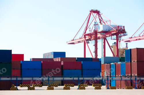 Preview: Cranes and cargo containers in shipping dock
