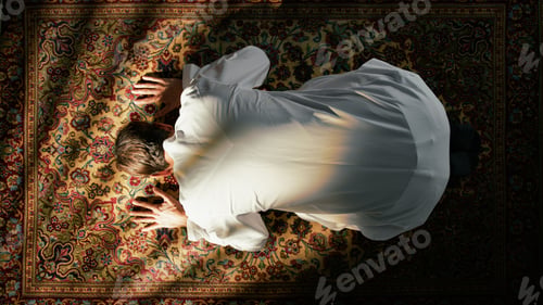 Preview: Young Man Praying On Carpet For Ramadan
