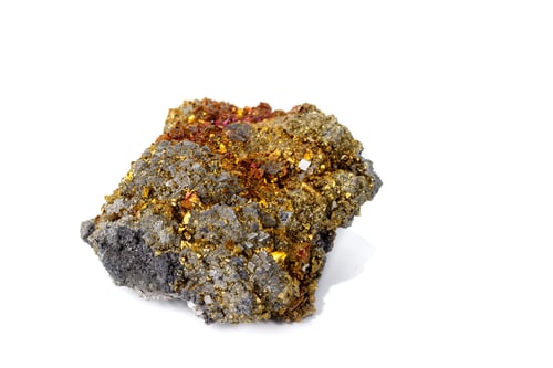 Preview: Macro mineral stone Chalcopyrite on a white background