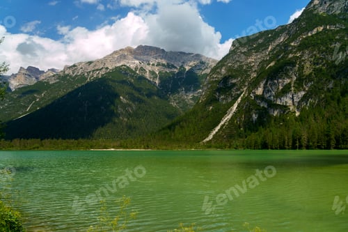 Preview: Mountain landscape along the road of Landro Valley, Dolomites
