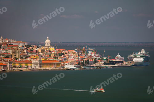 Preview: View of Lisbon across sea from Almada, Setubal, Portugal