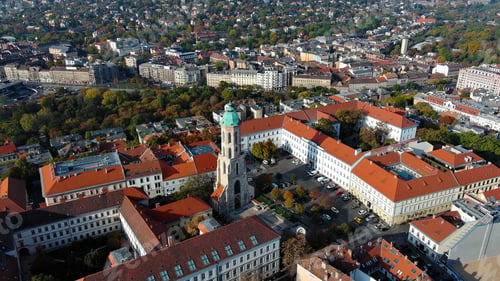 Preview: Aerial view of Budapest city skyline. Church of Mary Magdalene of Buda, Hungary