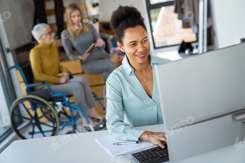 Preview: Busy business people, programmers software developer engineer working on computer in office