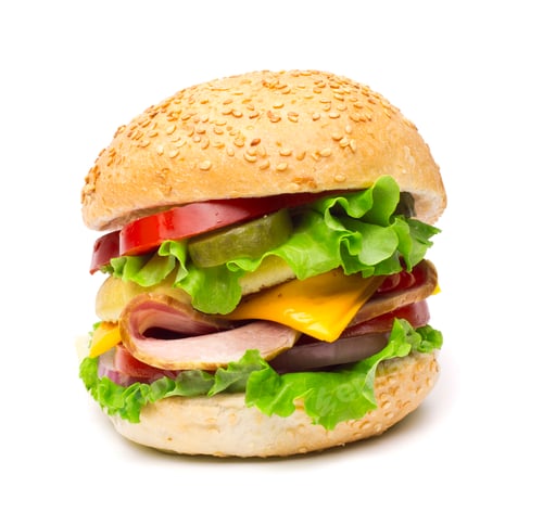 Preview: Delicious Sandwich with Fresh Ingredients on White