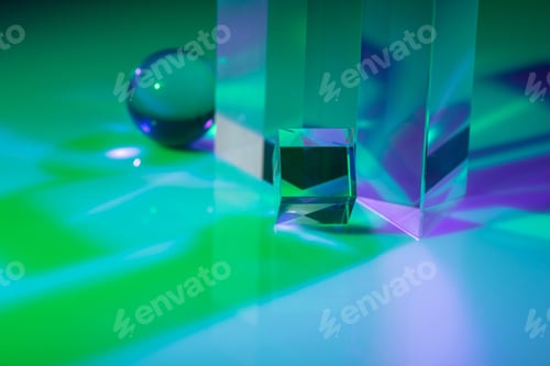 Preview: Glass crystal prism. Multicolor light effect