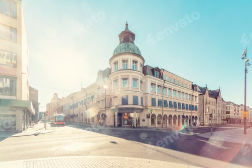 Preview: The city center of Linköping city in summer