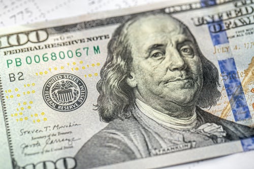 Preview: One hundred American dollars close-up, paper money, cash.