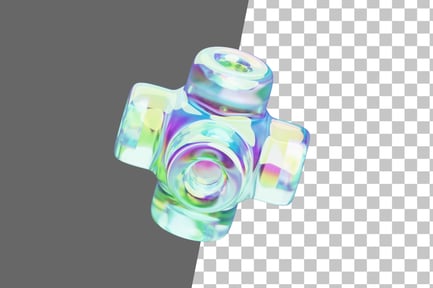 Preview: Six Hollow Cilinder Chrome 3D Icon
