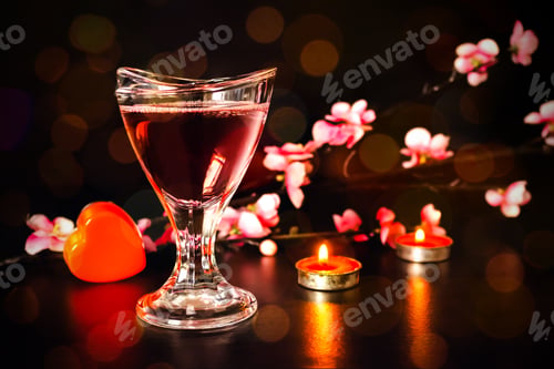 Preview: Wine drink in glass with light night