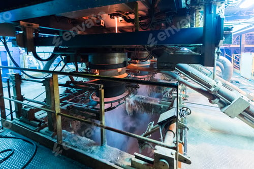 Preview: Fiberglass production industry equipment at manufacture background