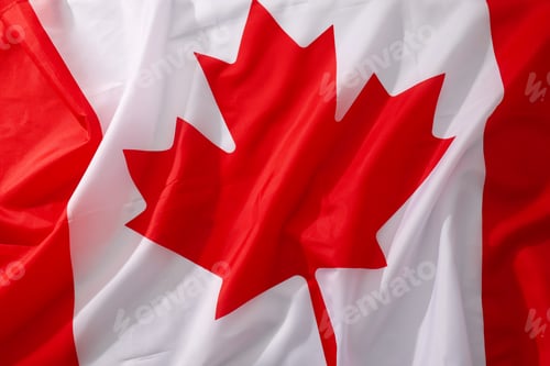 Preview: A close-up view of the red and white flag of Canada