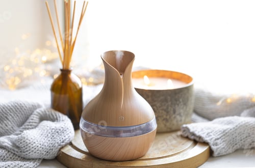 Preview: Still life with an aroma diffuser for moisturizing the air and winter decor.