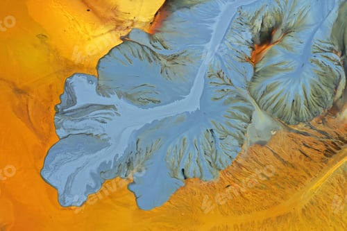 Preview: Patterns of acid mine drainage in decanting lake, nature pollution, aerial view