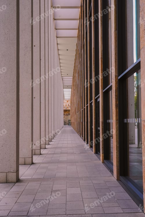 Preview: Vertical shot of a modern architecture with tunnel perspectives