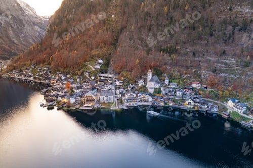 Preview: Hallstatt a Beautiful Village on the Shores of a Lake in Austria Aerial View